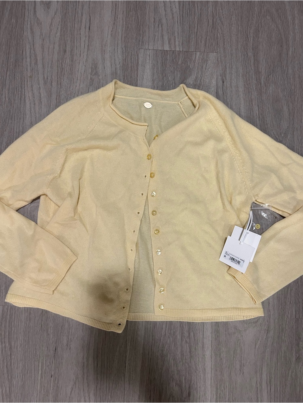 NWT Altar'd State Butter Yellow 100% Cashmere Roll Neck Cardigan Sweater medium
